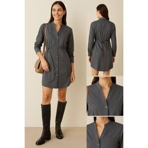 Theory Shirt Dress Womens 8 Charcoal Gray Button-Front Minimalist Utility‎ Chic